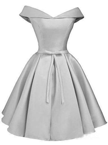 Einfaches schulterfreies, errötendes Homecoming-Kleid aus Satin, Abschlusskleid PD288