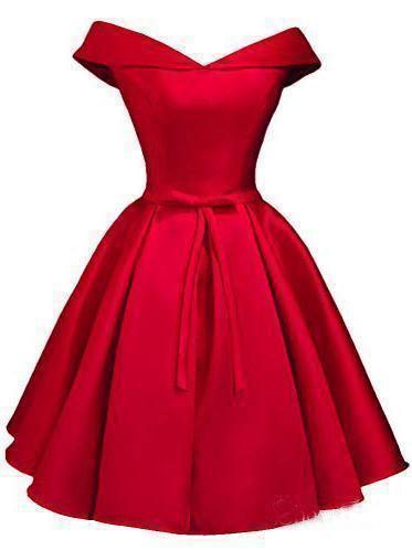 Simple Off the Shoulder Blush Homecoming Dresses Satin Graduation Dress PD288