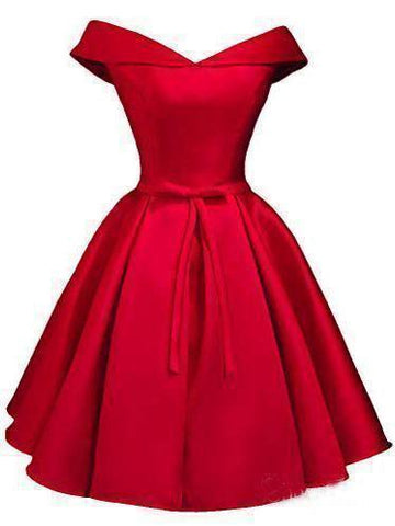 Einfaches schulterfreies, errötendes Homecoming-Kleid aus Satin, Abschlusskleid PD288