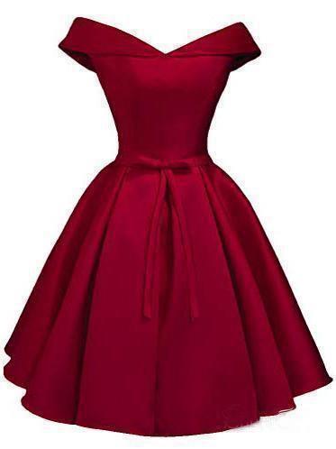 Simple Off the Shoulder Blush Homecoming Dresses Satin Graduation Dress PD288