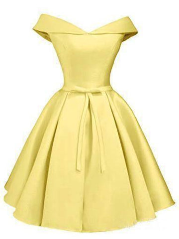 Einfaches schulterfreies, errötendes Homecoming-Kleid aus Satin, Abschlusskleid PD288