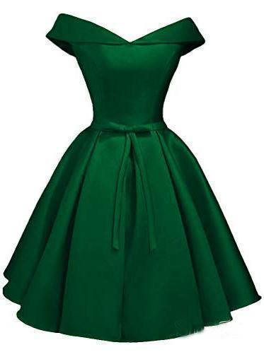 Simple Off the Shoulder Blush Homecoming Dresses Satin Graduation Dress PD288