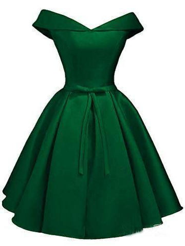 Einfaches schulterfreies, errötendes Homecoming-Kleid aus Satin, Abschlusskleid PD288
