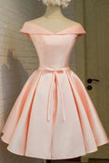 Einfaches schulterfreies, errötendes Homecoming-Kleid aus Satin, Abschlusskleid PD288
