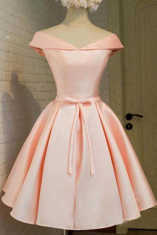 Einfaches schulterfreies, errötendes Homecoming-Kleid aus Satin, Abschlusskleid PD288