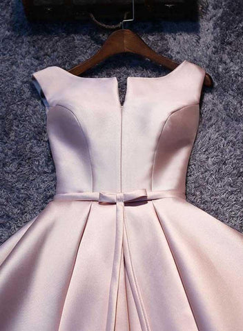 Einfaches rosa A-Linie Satin kurzes Ballkleid Homecoming-Kleid PD148