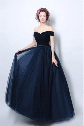Vestido formal azul-marinho escuro plissado simples com alças à mostra PG706