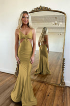 Schlichtes königsblaues langes Meerjungfrau-Abendkleid mit Spaghettiträgern