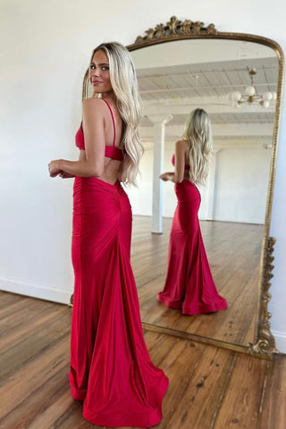 Simple Royal Blue Spaghetti Strap Long Mermaid Evening Dress