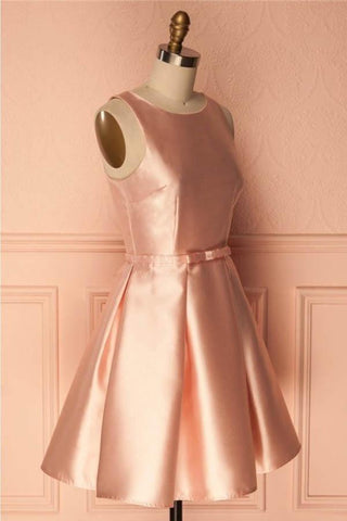 Einfaches kurzes Ballkleid aus Satin mit Schleife PD146