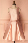 Einfaches kurzes Ballkleid aus Satin mit Schleife PD146