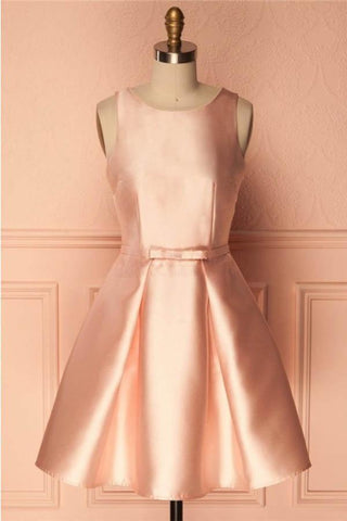 Einfaches kurzes Ballkleid aus Satin mit Schleife PD146