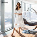Vestito da Sposa Elegante in Seta Semplice Lunghezza Tè NumberSea