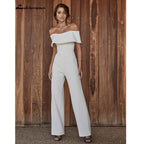 NumberSea Simple Satin Wedding Dresses Jumpsuits Off The Shoulder