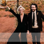 NumberSea Simple Sexy Black Wedding Dress Long Sleeves