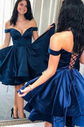 Vestido de Fiesta Simple Corto en Línea A Sin Mangas de Seda Sin Espalda