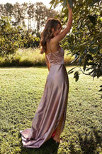 Vestidos de festa/noite compridos com racha lateral e alças finas PSK146