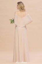 Simple Spaghetti Straps Tiered Bridesmaid Dresses | Side Slit A-Line Sleeveless Evening Maxi Dresses