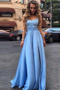 Einfaches trägerloses A-Linien-Ballkleid mit Spitze und Herzausschnitt, lang, PG945