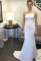 Einfaches trägerloses hübsches Meerjungfrau-Langes elegantes elfenbeinfarbenes Schleppbahn Elegantes Brautkleid