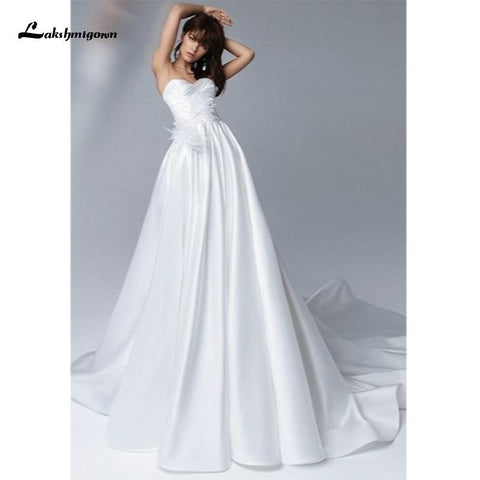 NumberSea Schlichtes, trägerloses A-Linien-Brautkleid mit Herzausschnitt
