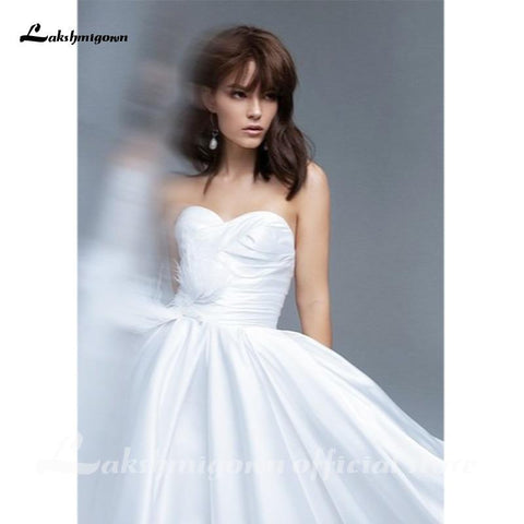 NumberSea Schlichtes, trägerloses A-Linien-Brautkleid mit Herzausschnitt