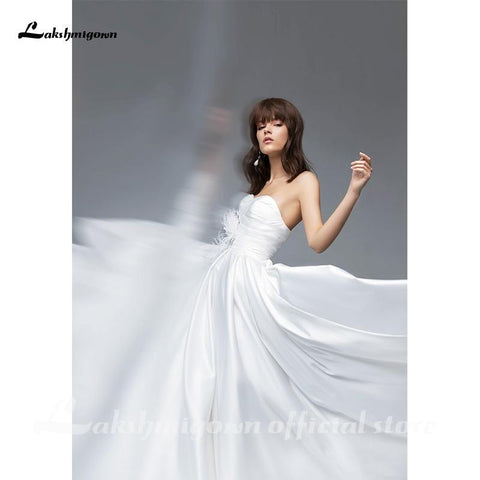 NumberSea Schlichtes, trägerloses A-Linien-Brautkleid mit Herzausschnitt