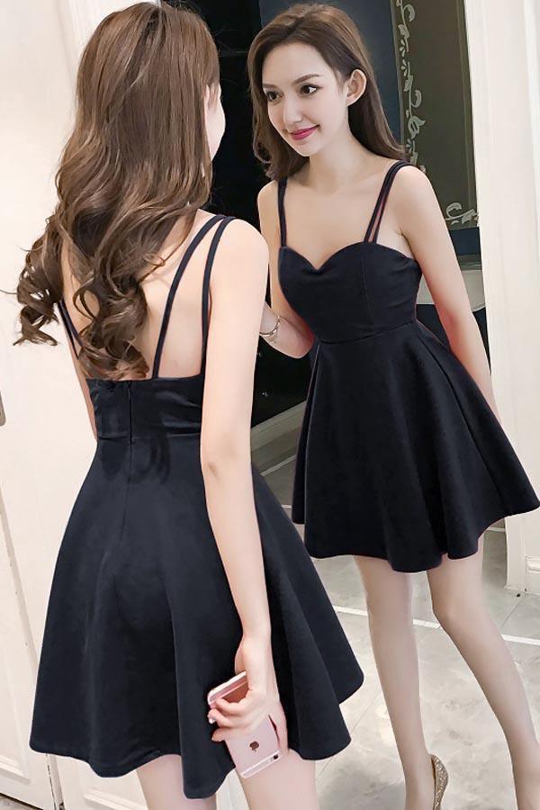 Einfache Träger Sweetheart Rot Satin Homecoming-Kleider Partykleider PD091