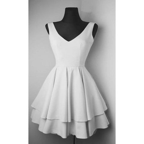 Einfache V-Ausschnitt Satin Hübsche Homecoming Kleider Kurze Ballkleider PD084