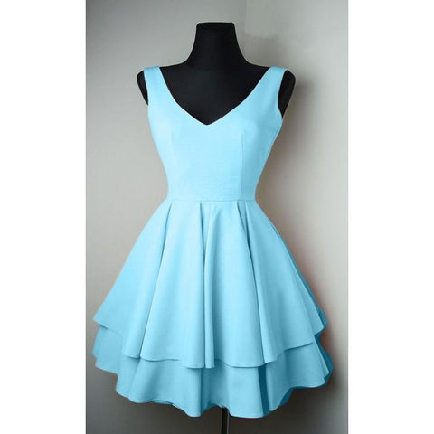 Einfache V-Ausschnitt Satin Hübsche Homecoming Kleider Kurze Ballkleider PD084