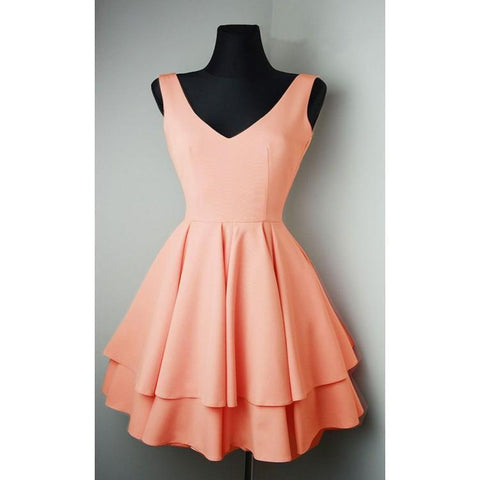 Einfache V-Ausschnitt Satin Hübsche Homecoming Kleider Kurze Ballkleider PD084