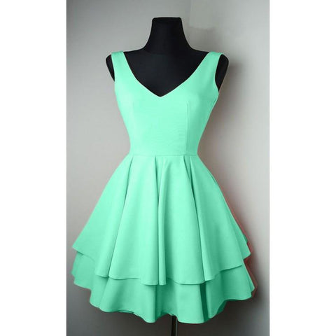 Einfache V-Ausschnitt Satin Hübsche Homecoming Kleider Kurze Ballkleider PD084