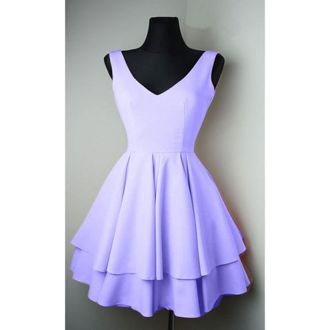Einfache V-Ausschnitt Satin Hübsche Homecoming Kleider Kurze Ballkleider PD084