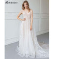 NumeroMare Abito da Sposa Semplice Spaghetti Strap Lungo fino a Terra Pizzo