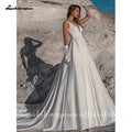 NumberSea Schlichtes weißes Satin-Brautkleid in A-Linie