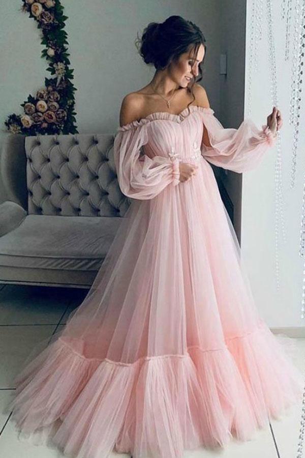 Schulterfreies, himmelblaues, langes Ballkleid, elegantes Partykleid PG971