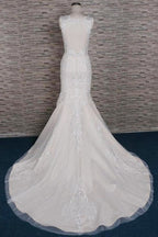 Schlanke Quadrat-Ausschnitte mit Applikationen, Hübsche Meerjungfrau-Elegante Hochzeitskleider