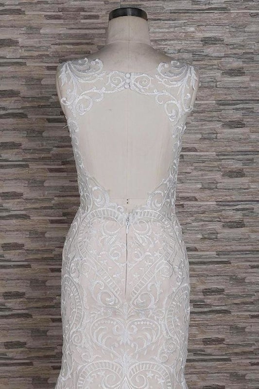 Schlanke Quadrat-Ausschnitte mit Applikationen, Hübsche Meerjungfrau-Elegante Hochzeitskleider