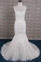 Schlanke Quadrat-Ausschnitte mit Applikationen, Hübsche Meerjungfrau-Elegante Hochzeitskleider