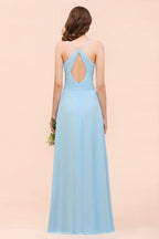 Sleeveles Sky Blue Aline Bridesmaid Dress Simple Maid of Honor Dress