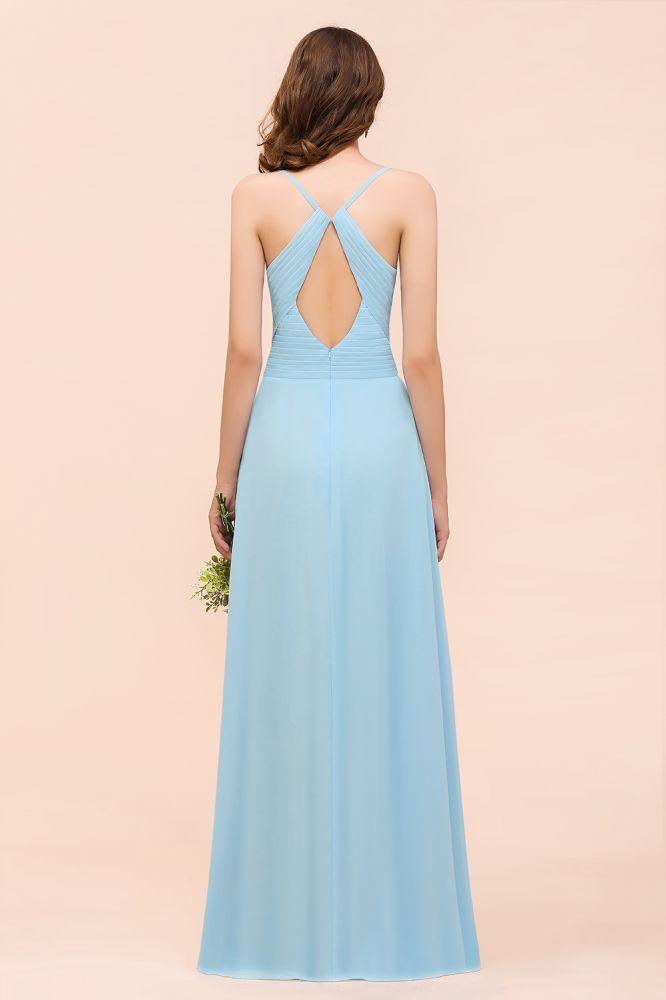 Sleeveles Sky Blue Aline Bridesmaid Dress Simple Maid of Honor Dress