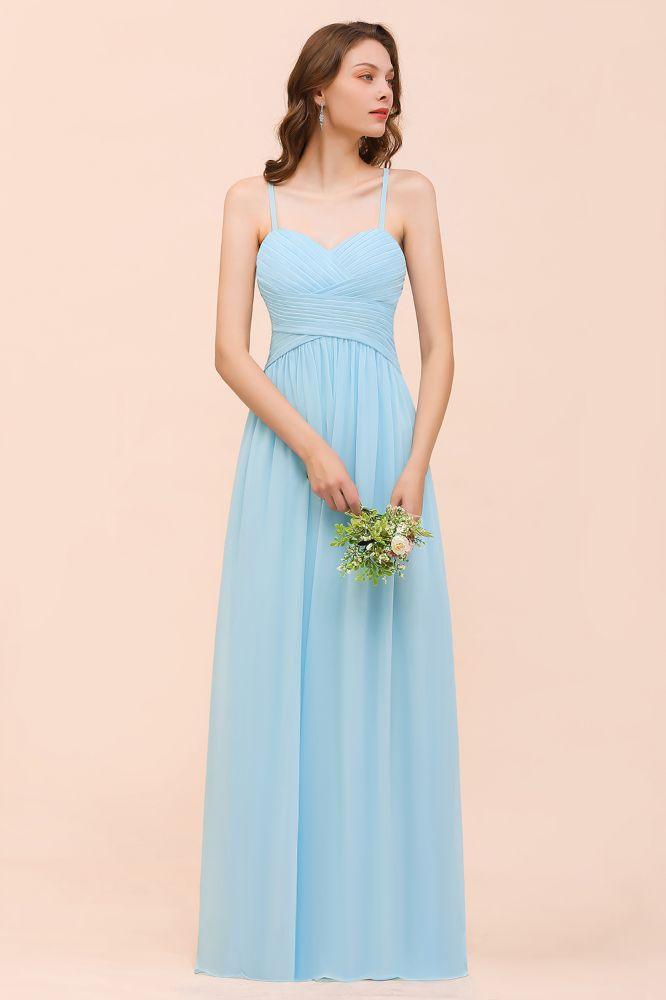 Sleeveles Sky Blue Aline Bridesmaid Dress Simple Maid of Honor Dress