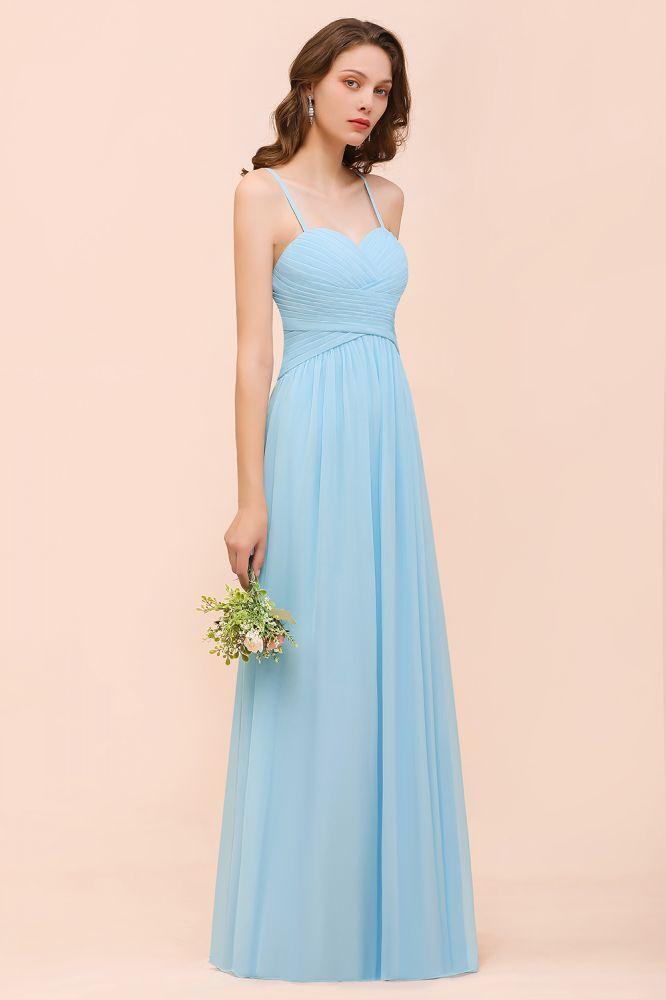 Sleeveles Sky Blue Aline Bridesmaid Dress Simple Maid of Honor Dress