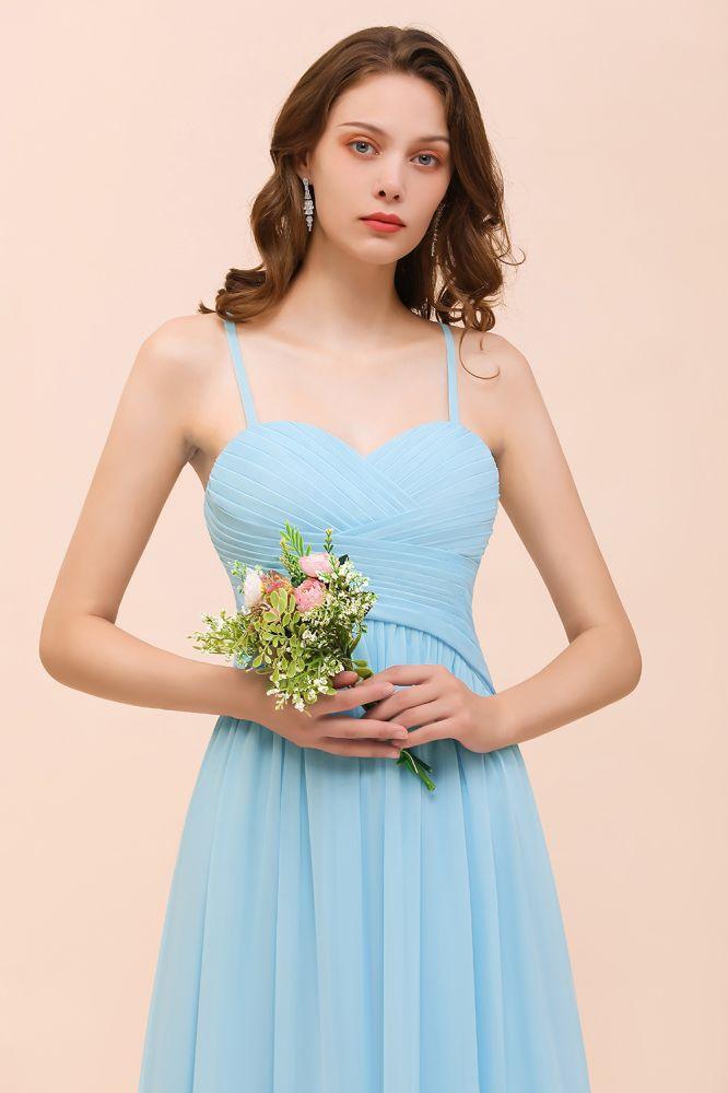 Sleeveles Sky Blue Aline Bridesmaid Dress Simple Maid of Honor Dress