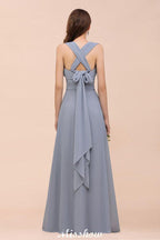 Sleeveless A-line Bridesmaid Dress Floor-Length Formal Dress