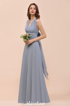 Sleeveless A-line Bridesmaid Dress Floor-Length Formal Dress
