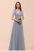 Sleeveless A-line Bridesmaid Dress Floor-Length Formal Dress