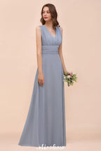 Sleeveless A-line Bridesmaid Dress Floor-Length Formal Dress