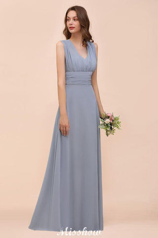 Ärmelloses A-Linien-Brautjungfernkleid, bodenlanges Abendkleid