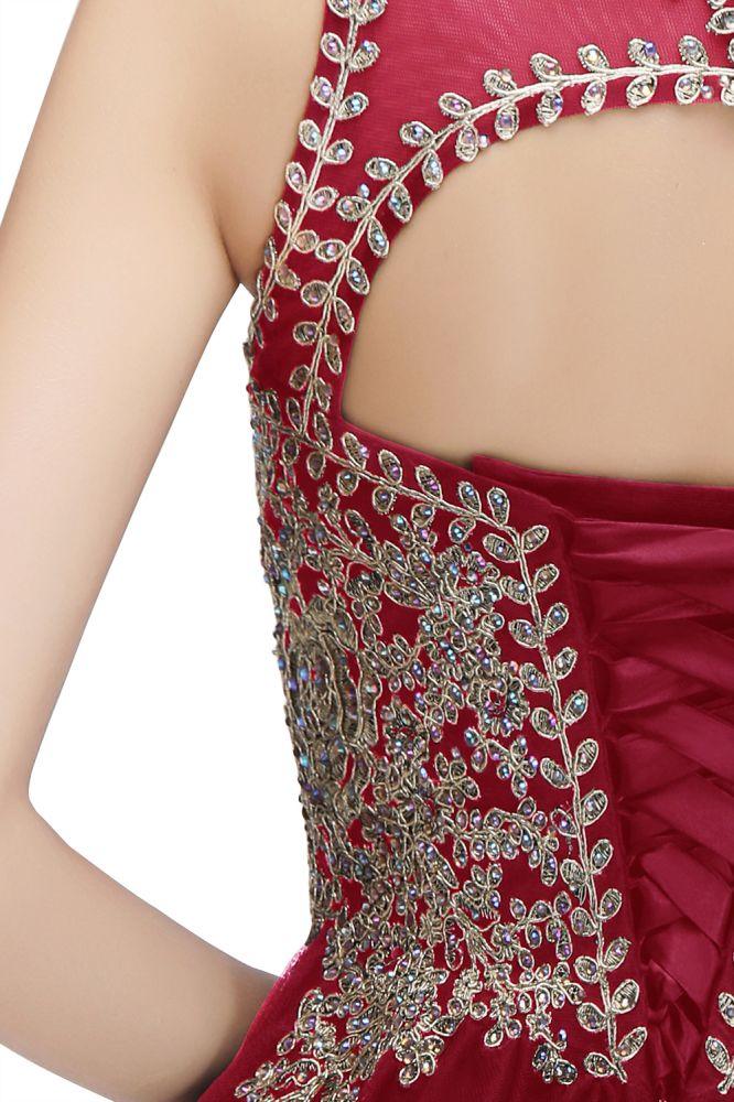 Ärmelloses A-Linien-Cocktailkleid mit funkelnden Perlen für den Homecoming-Ball